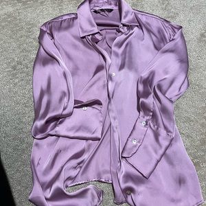 Zara Lilac Purple Satin Effect Shirt